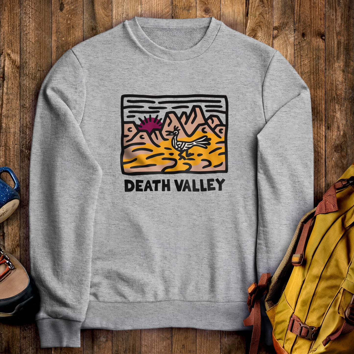 Death Valley National Park Crewneck Sweatshirt Sport Grey Adventure and Outdoors Themed Sweatshirt