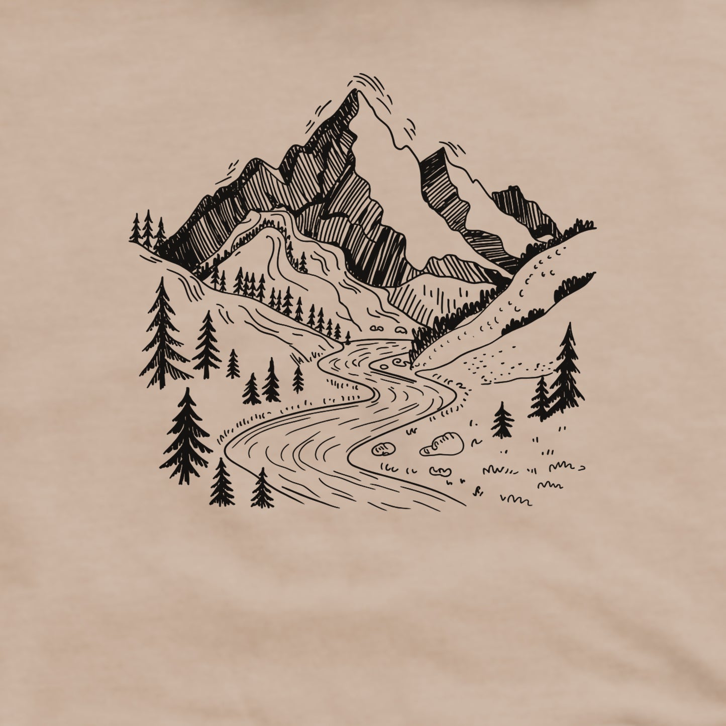 North Cascades Doodle Crewneck Sweatshirt Adventure and Outdoors Themed Sweatshirt