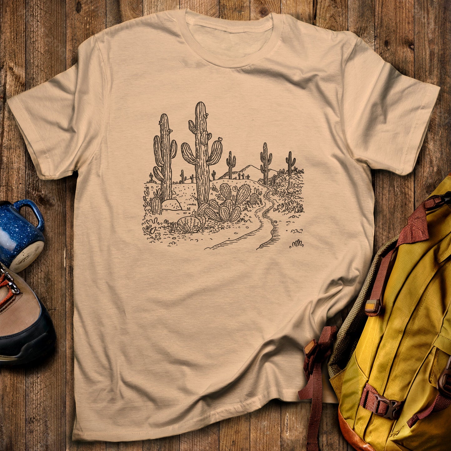 Saguaro Doodle T-Shirt Sand Adventure and Outdoors Themed T-Shirt