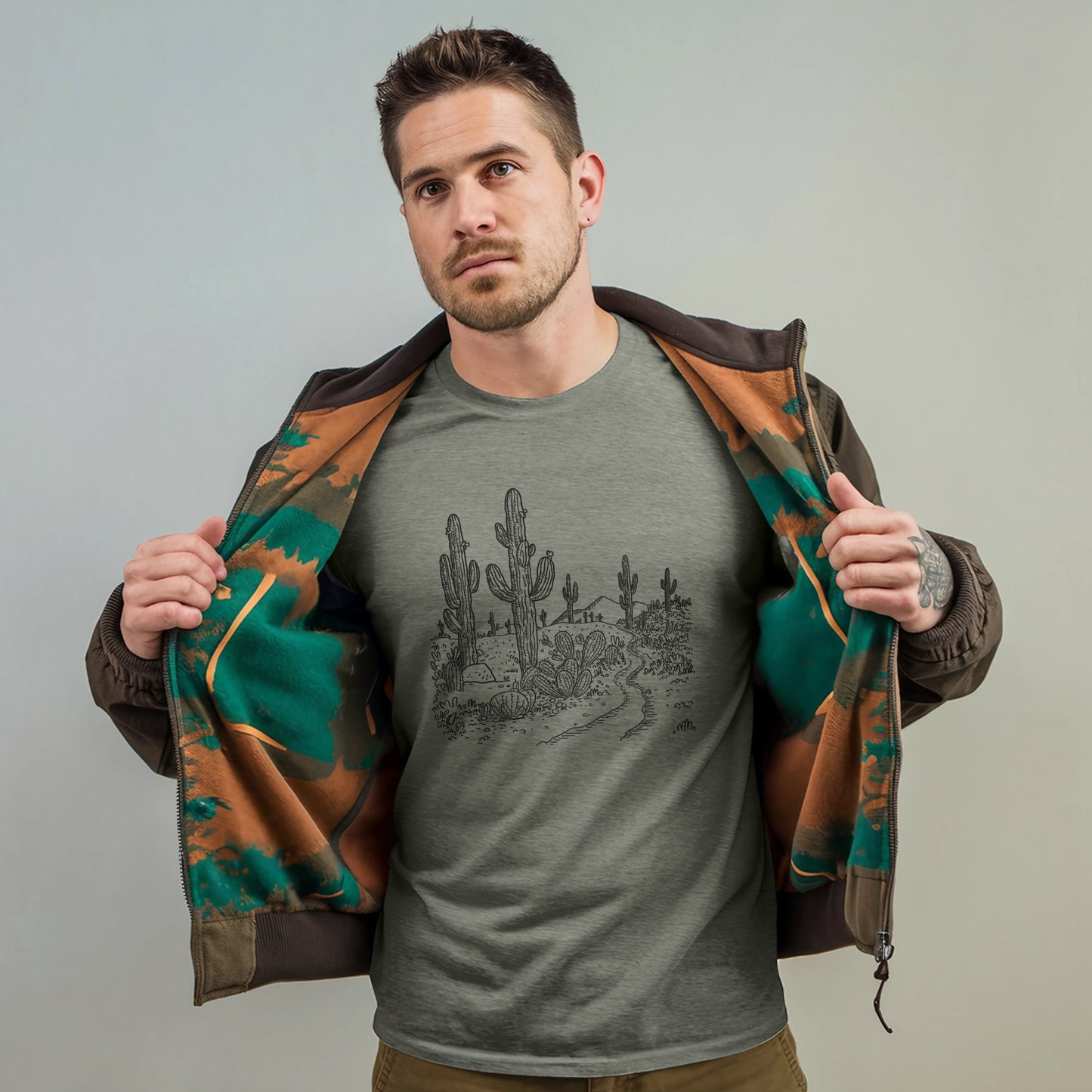 Saguaro Doodle T-Shirt Adventure and Outdoors Themed T-Shirt