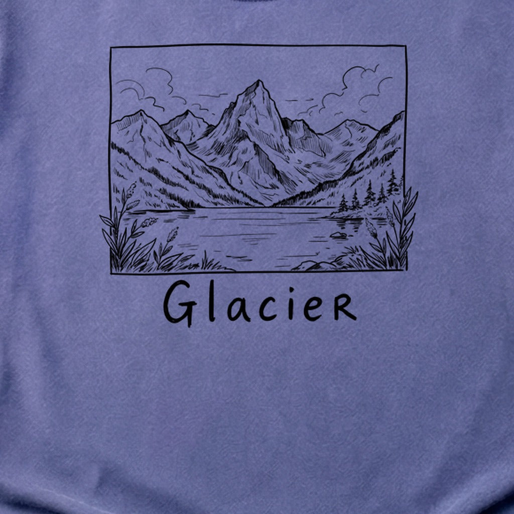 Glacier Line Drawing Cotton T-Shirt