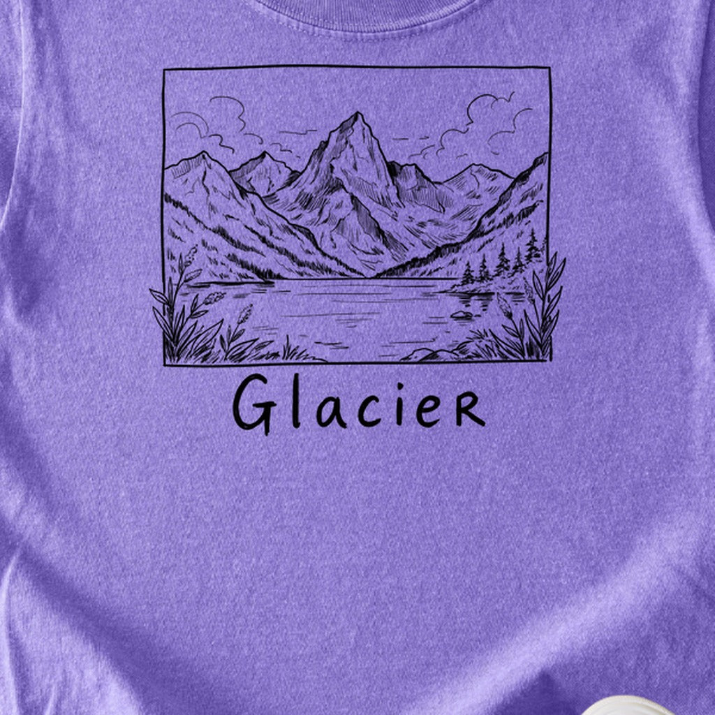 Glacier Line Drawing Kids Cotton T-Shirt