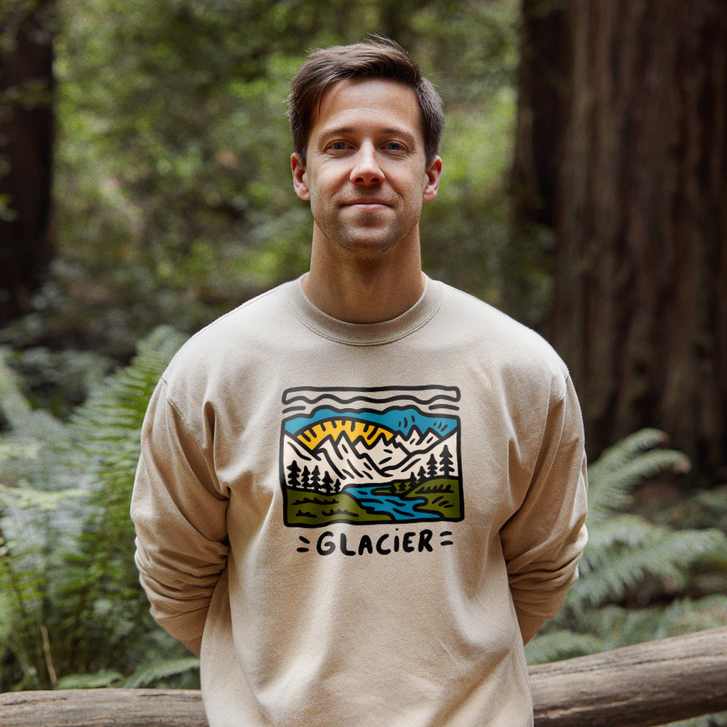 Glacier National Park Crewneck Sweatshirt Adventure and Outdoors Themed Sweatshirt