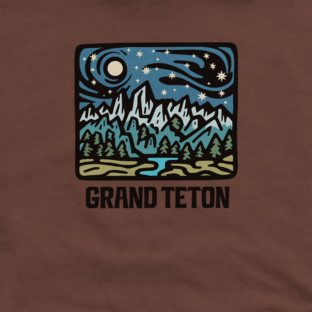 Grand Teton at Night Hoodie Adventure and Outdoors Themed Hoodie