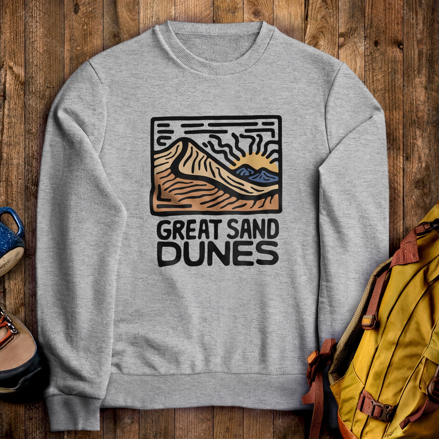 Great Sand Dunes National Park Crewneck Sweatshirt Sport Grey Adventure and Outdoors Themed Sweatshirt