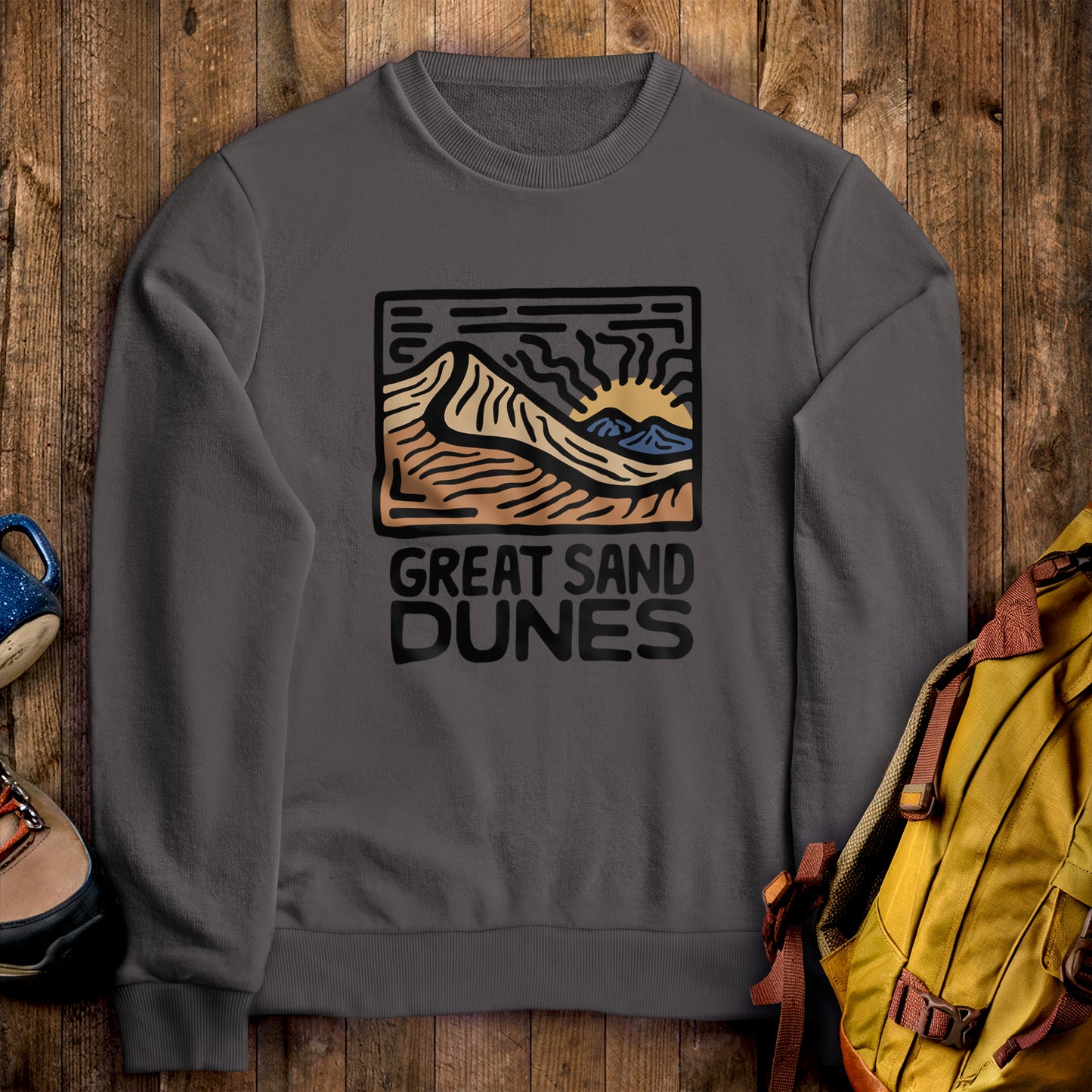 Great Sand Dunes National Park Crewneck Sweatshirt Charcoal Adventure and Outdoors Themed Sweatshirt