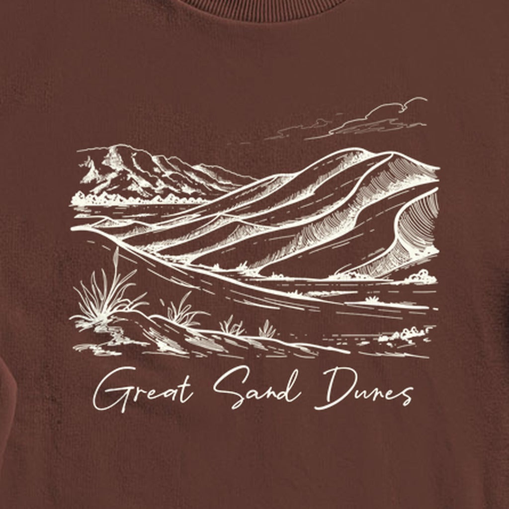 Great Sand Dunes Line Drawing Crewneck Sweatshirt
