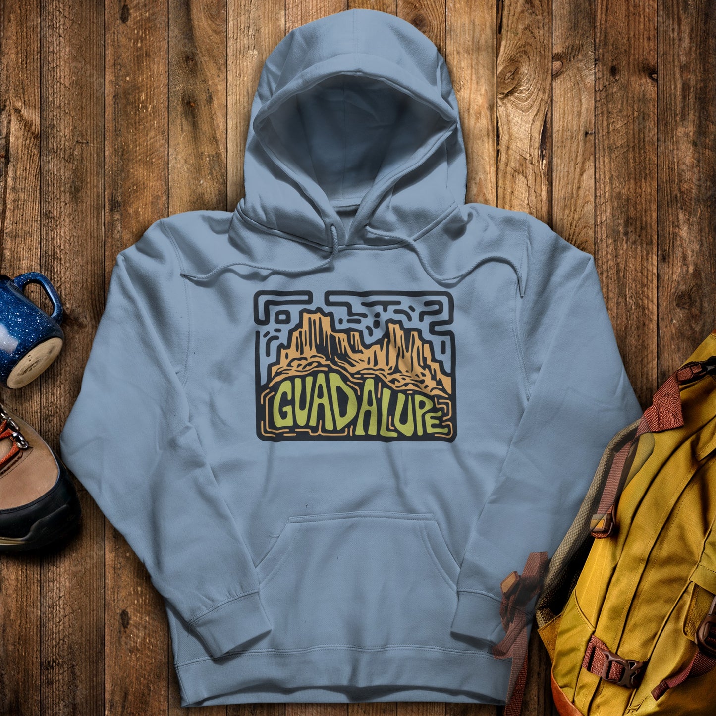 Guadalupe National Park Hoodie Stone Blue Adventure and Outdoors Themed Hoodie
