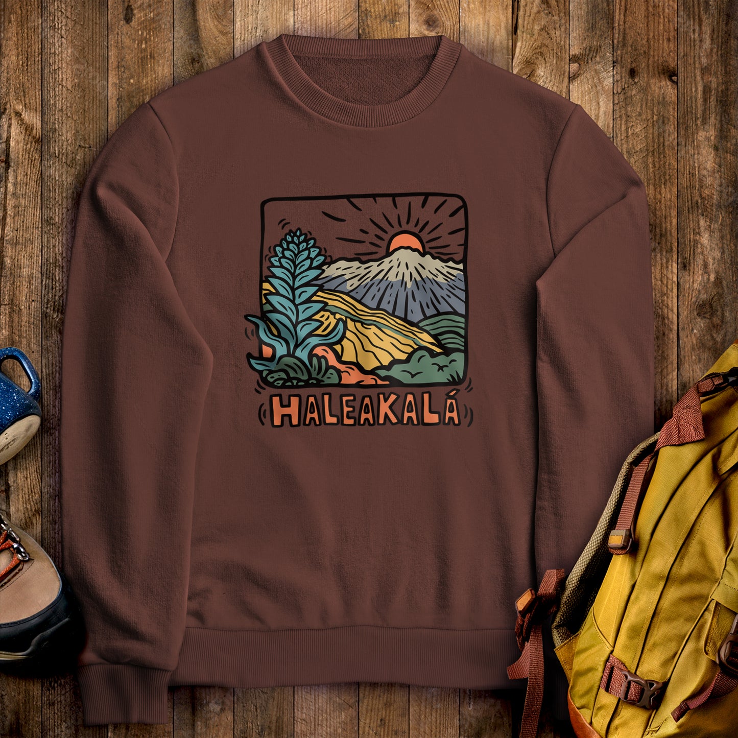 Haleakala National Park Crewneck Sweatshirt Cocoa Adventure and Outdoors Themed Sweatshirt