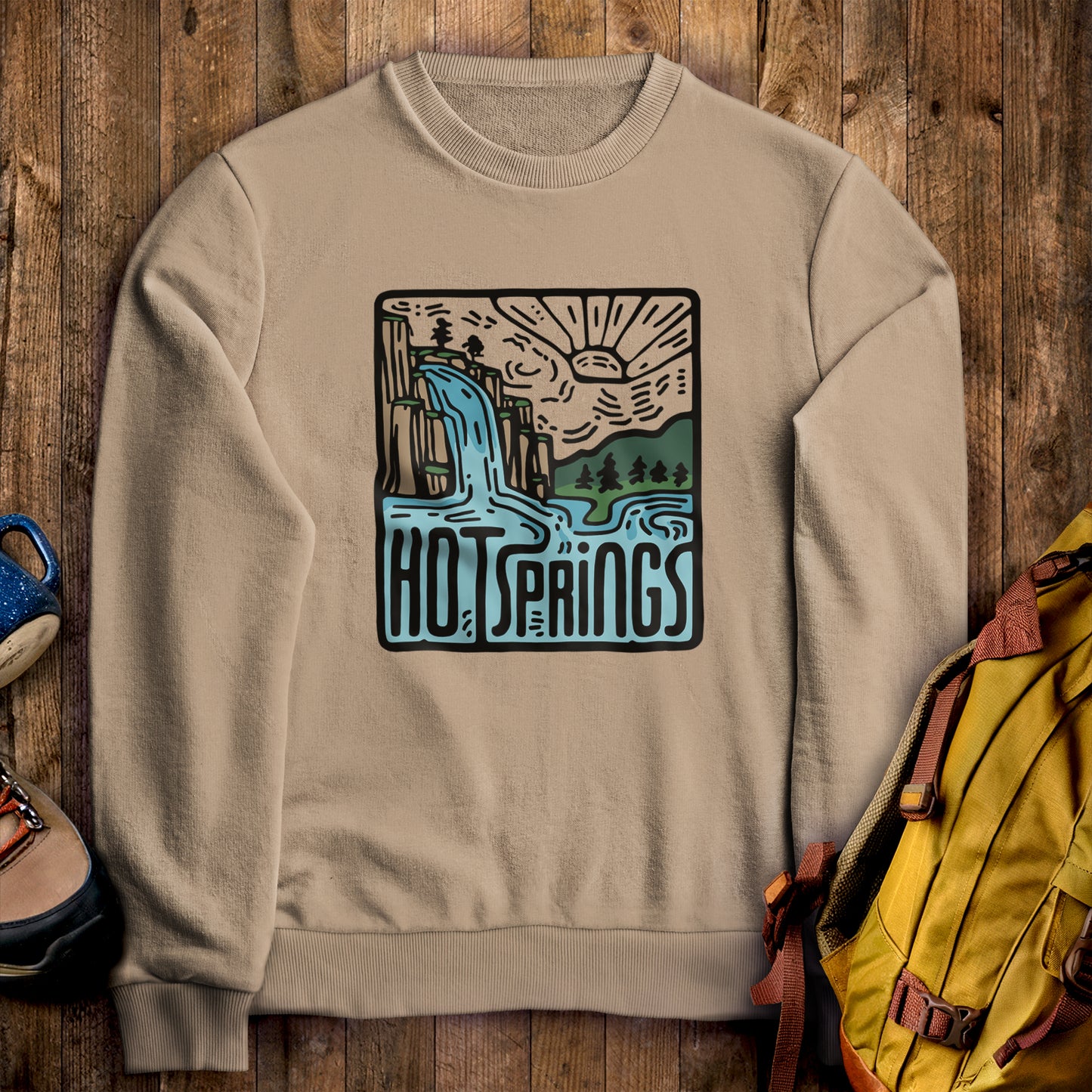 Hot Springs National Park Crewneck Sweatshirt Sand Adventure and Outdoors Themed Sweatshirt