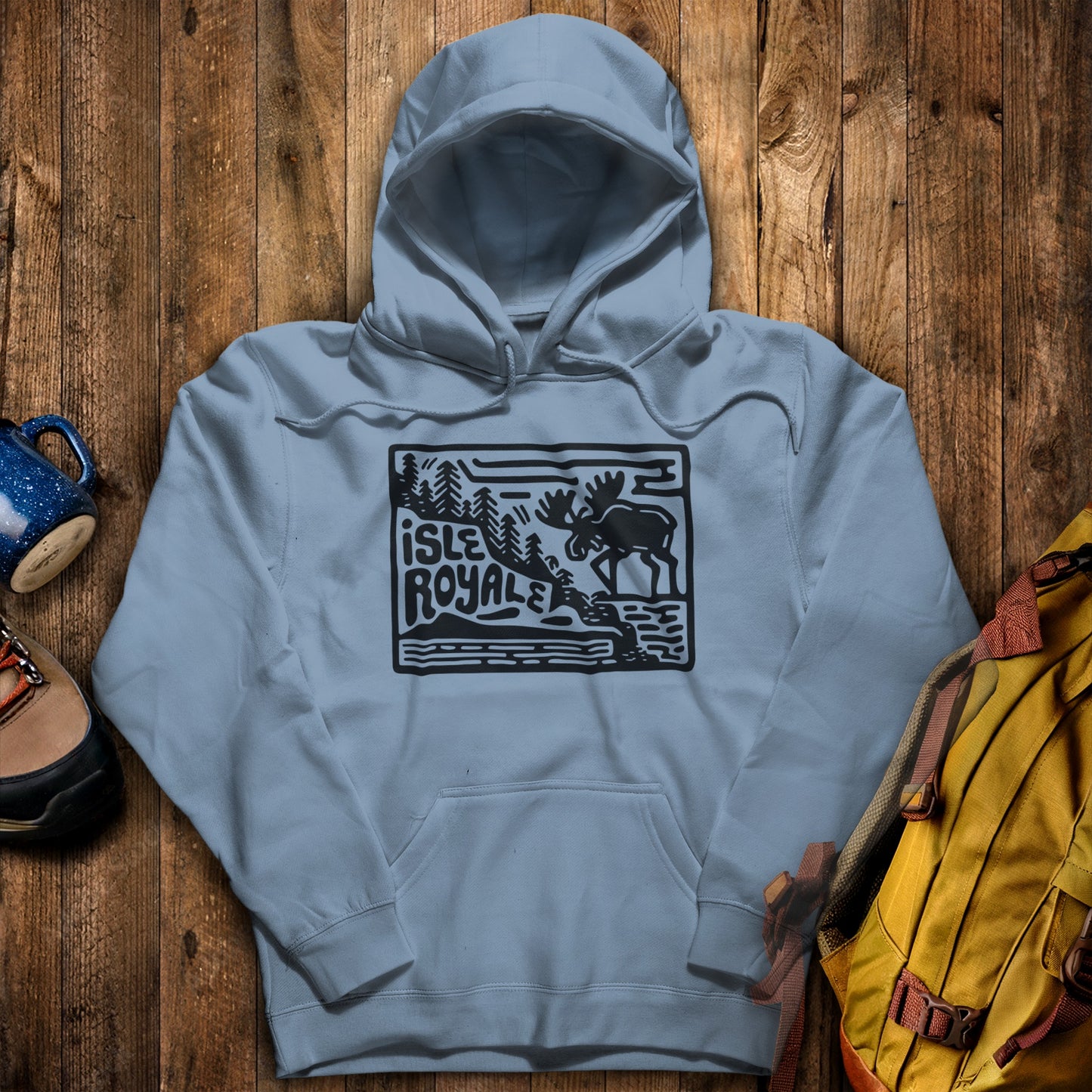 Isle Royale National Park Hoodie Stone Blue Adventure and Outdoors Themed Hoodie