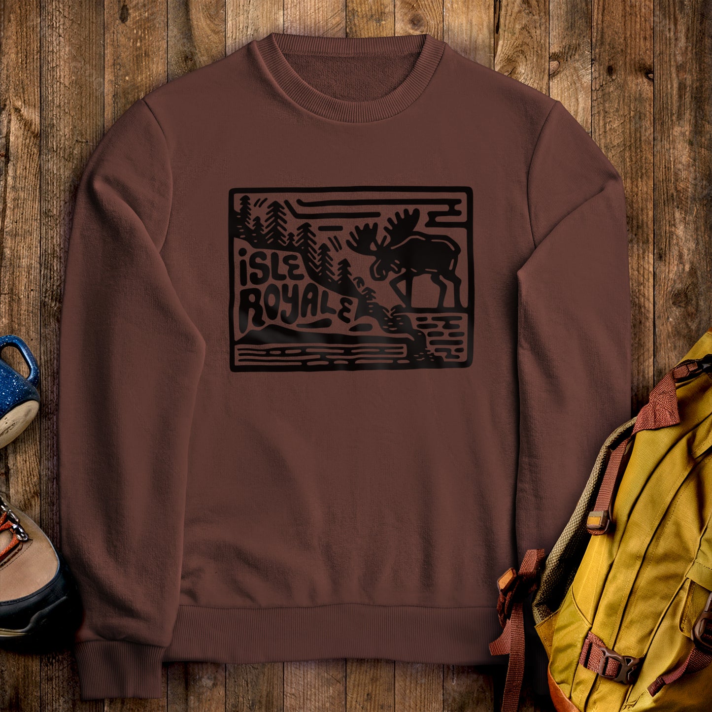 Isle Royale National Park Crewneck Sweatshirt Cocoa Adventure and Outdoors Themed Sweatshirt