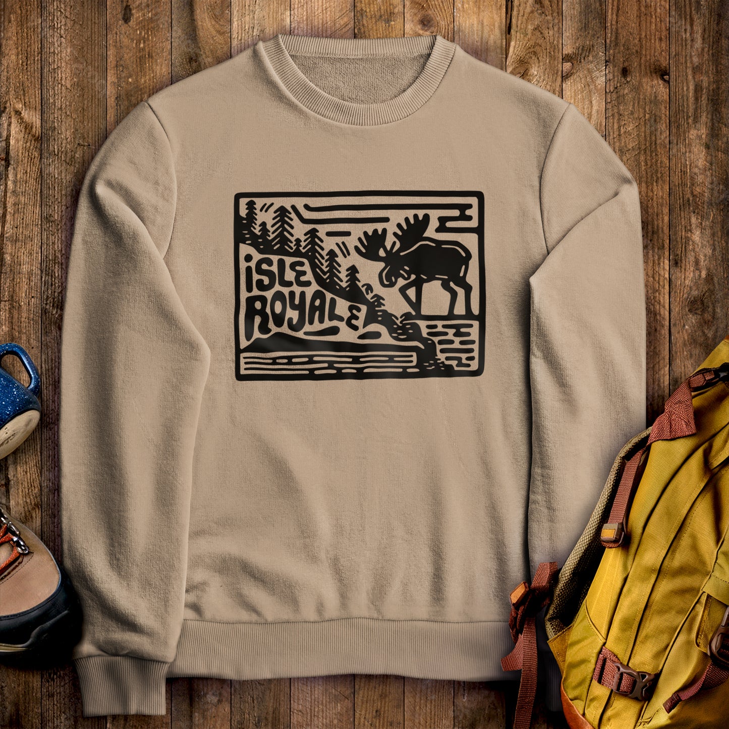 Isle Royale National Park Crewneck Sweatshirt Sand Adventure and Outdoors Themed Sweatshirt