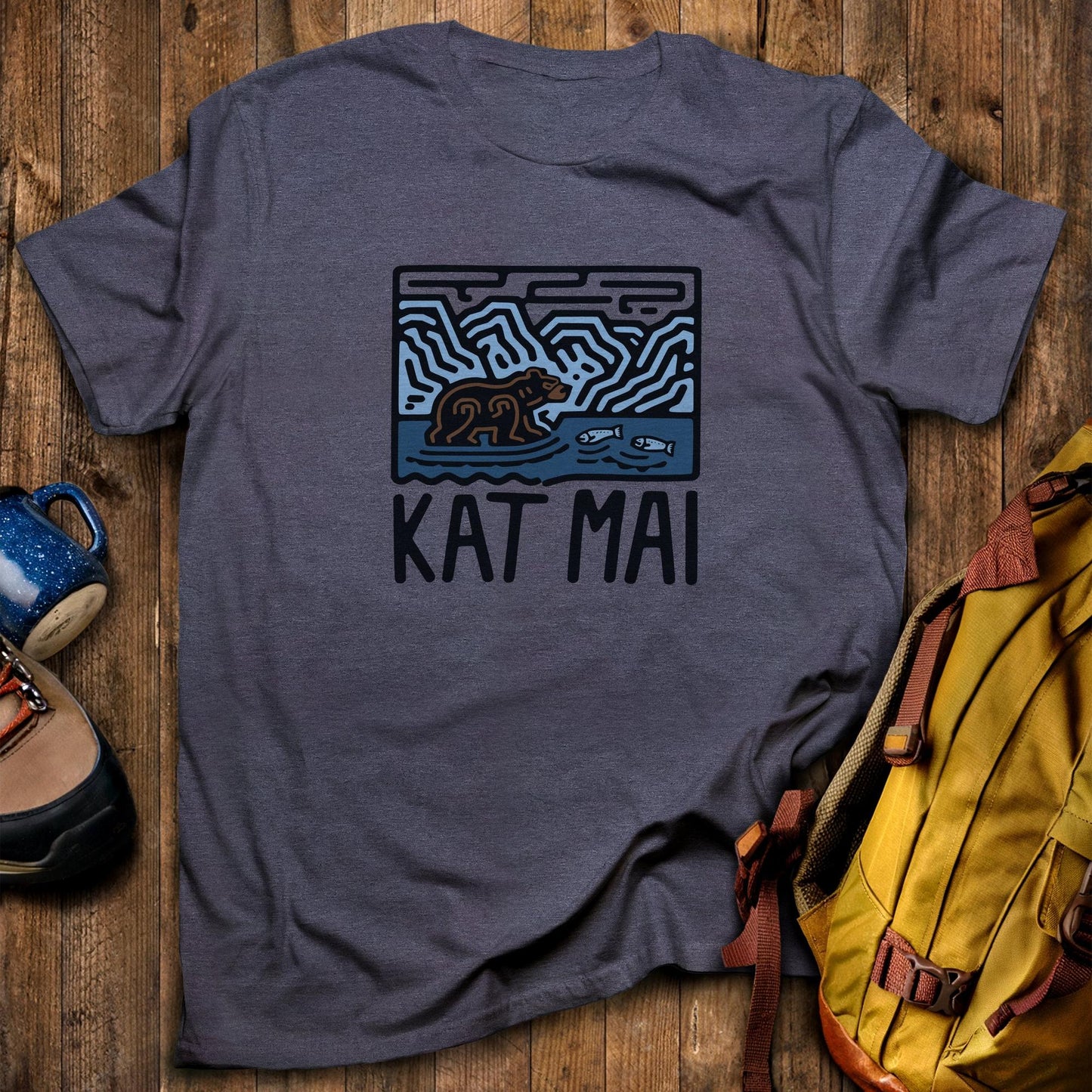 Katmai National Park T-Shirt Heather Navy Adventure and Outdoors Themed T-Shirt