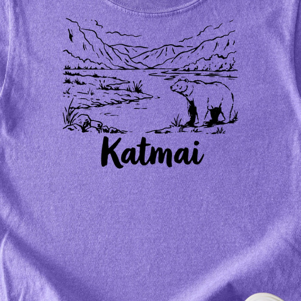 Katmai Line Drawing Kids Cotton T-Shirt