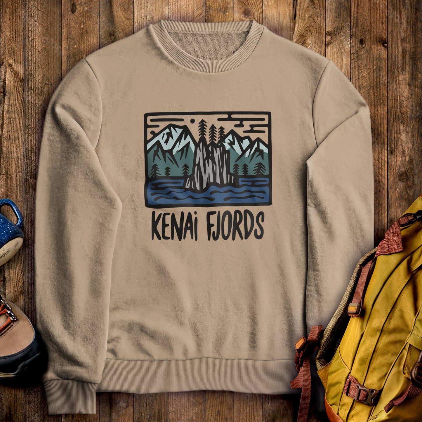 Kenai Fjords National Park Crewneck Sweatshirt Sand Adventure and Outdoors Themed Sweatshirt