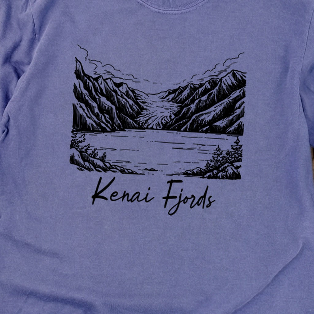 Kenai Fjords Line Drawing Premium Long Sleeve