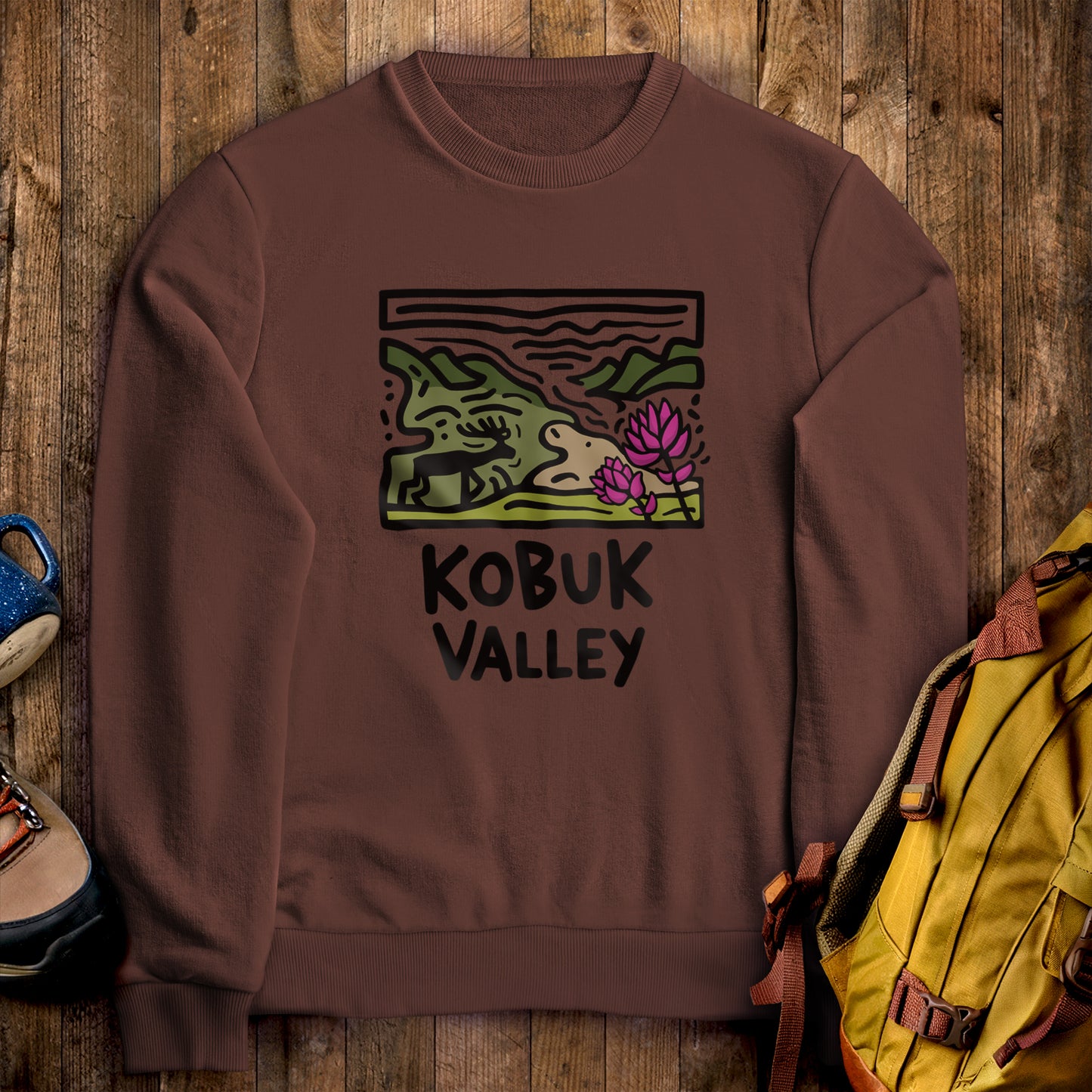 Kobuk Valley National Park Crewneck Sweatshirt Cocoa Adventure and Outdoors Themed Sweatshirt