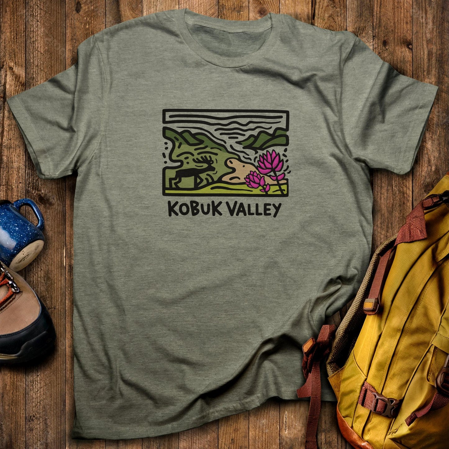 Kobuk Valley National Park T-Shirt Heather Military Green Adventure and Outdoors Themed T-Shirt