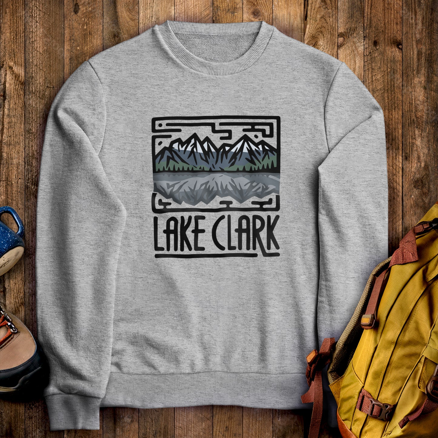 Lake Clark National Park Crewneck Sweatshirt Sport Grey Adventure and Outdoors Themed Sweatshirt