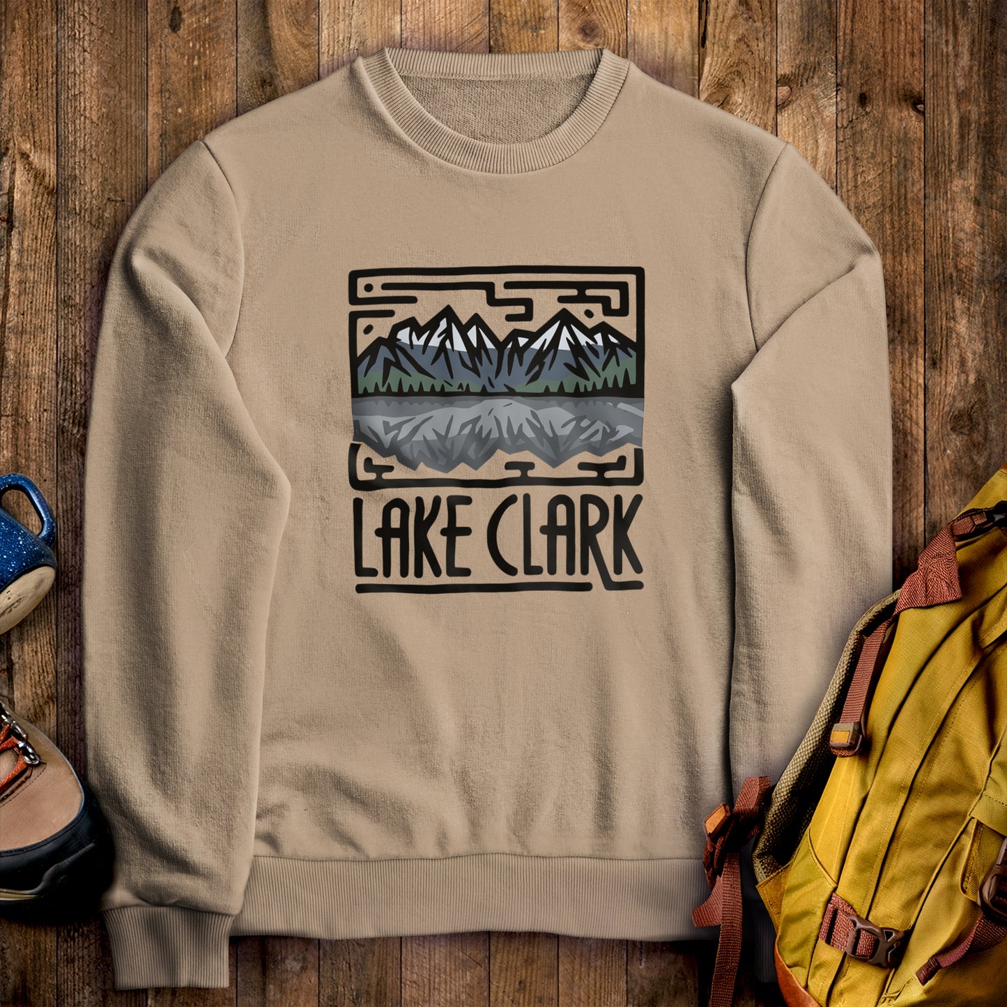 Lake Clark National Park Crewneck Sweatshirt Sand Adventure and Outdoors Themed Sweatshirt