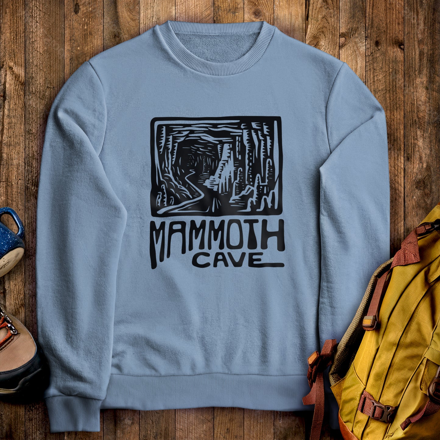 Mammoth Cave National Park Crewneck Sweatshirt Stone Blue Adventure and Outdoors Themed Sweatshirt