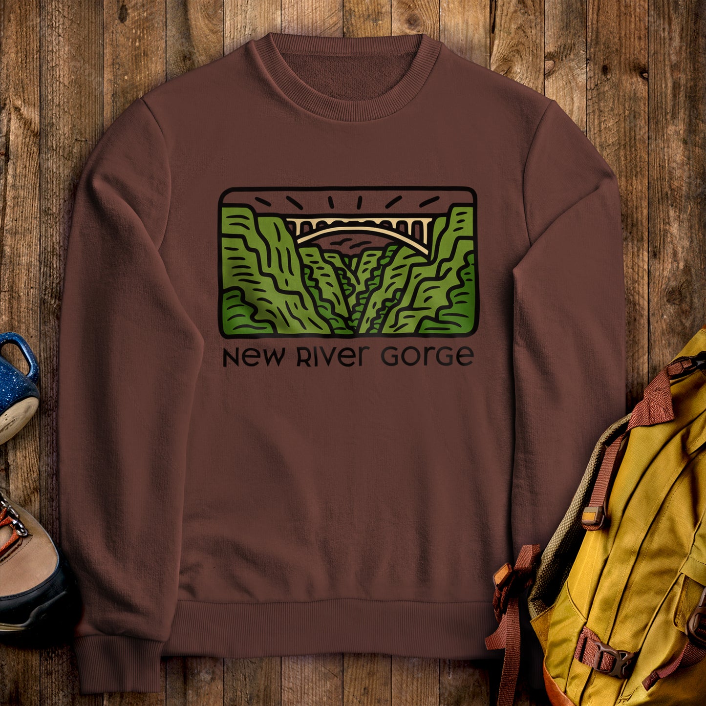 New River Gorge National Park Crewneck Sweatshirt Cocoa Adventure and Outdoors Themed Sweatshirt