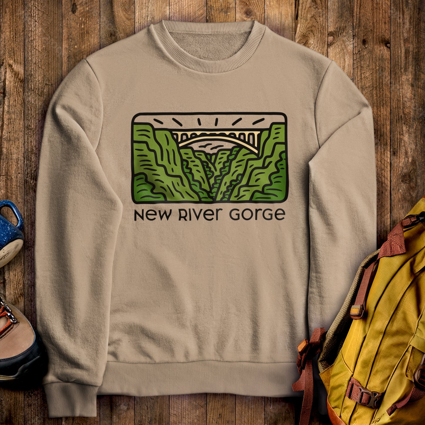 New River Gorge National Park Crewneck Sweatshirt Sand Adventure and Outdoors Themed Sweatshirt