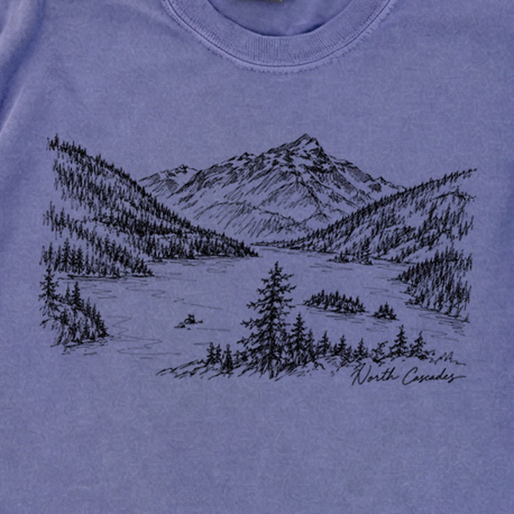 North Cascades Line Drawing Premium Long Sleeve