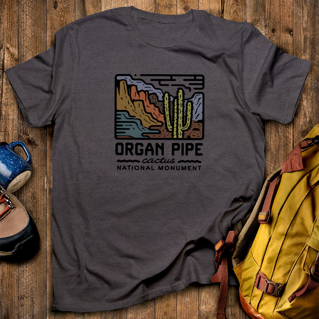 Organ Pipe Cactus National Monument T-Shirt Dark Heather Adventure and Outdoors Themed T-Shirt