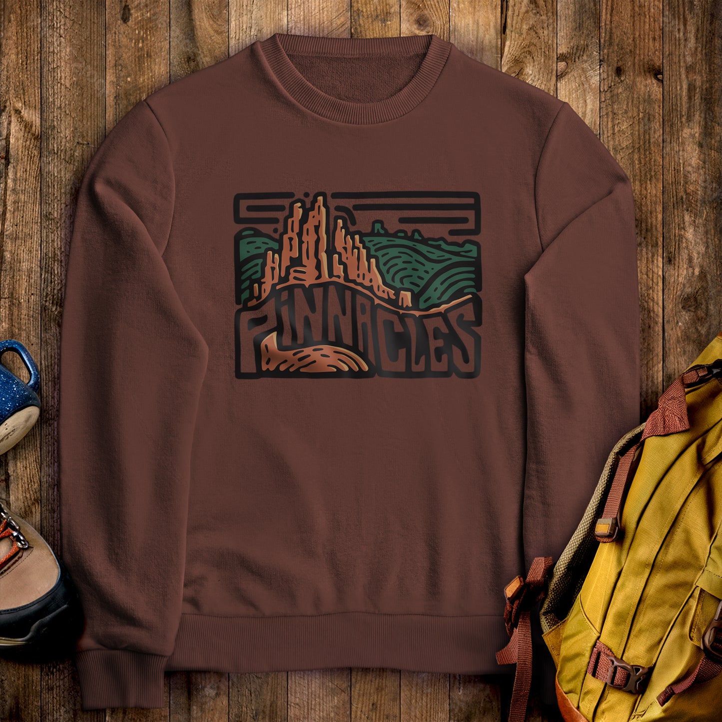 Pinnacles National Park Crewneck Sweatshirt Cocoa Adventure and Outdoors Themed Sweatshirt