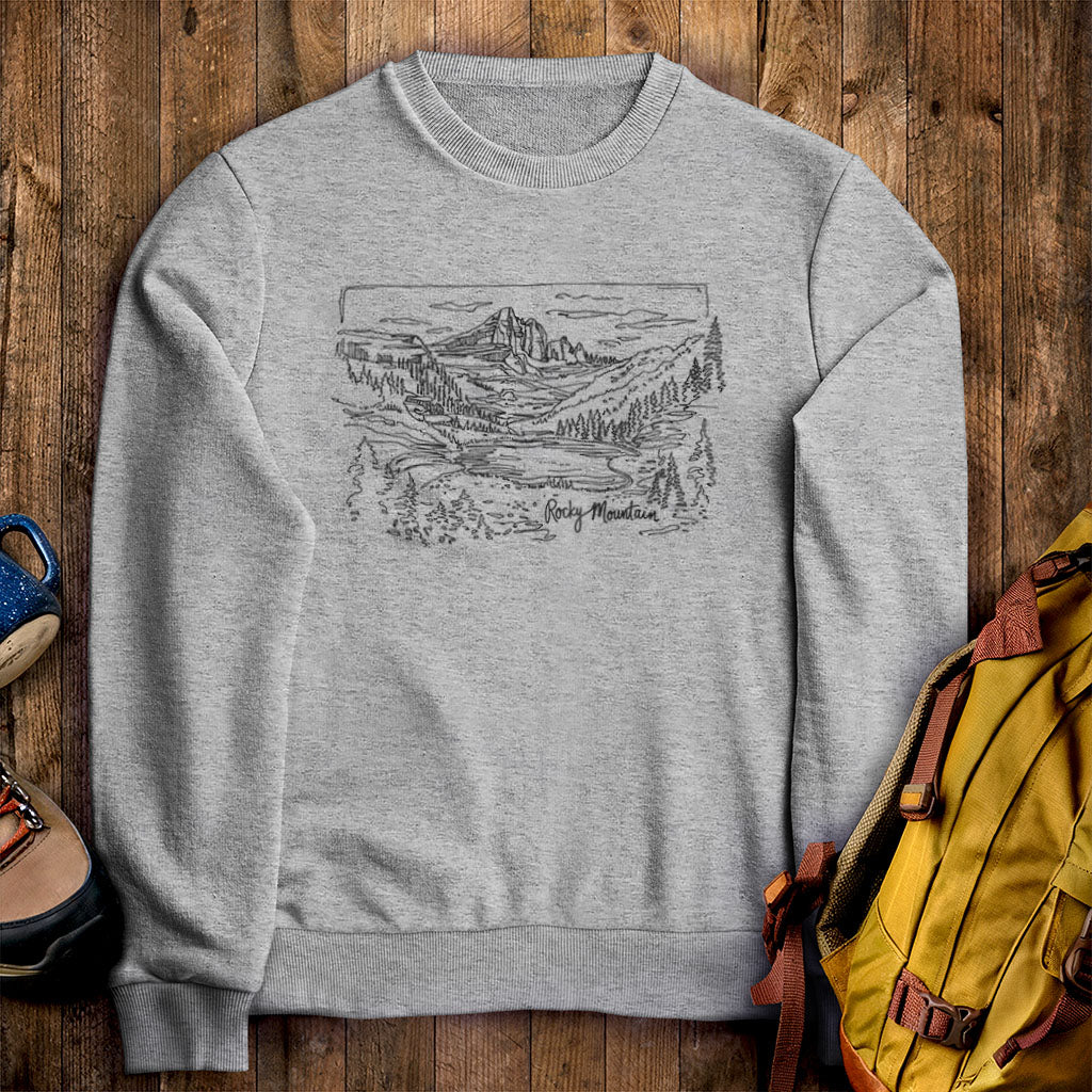 Rocky Mountain Line Drawing Crewneck Sweatshirt
