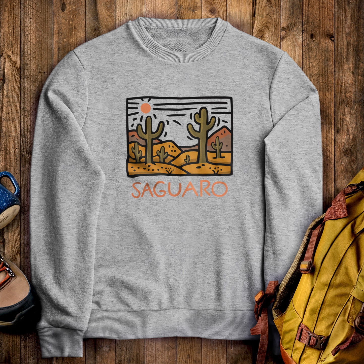 Saguaro National Park Crewneck Sweatshirt Sport Grey Adventure and Outdoors Themed Sweatshirt