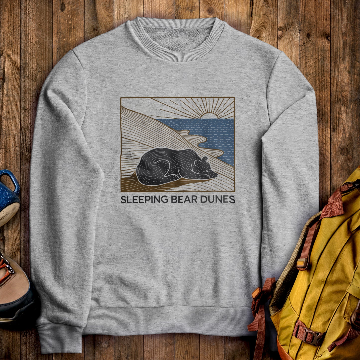 Sleeping Bear Dunes National Lakeshore Crewneck Sweatshirt Sport Grey Adventure and Outdoors Themed Sweatshirt
