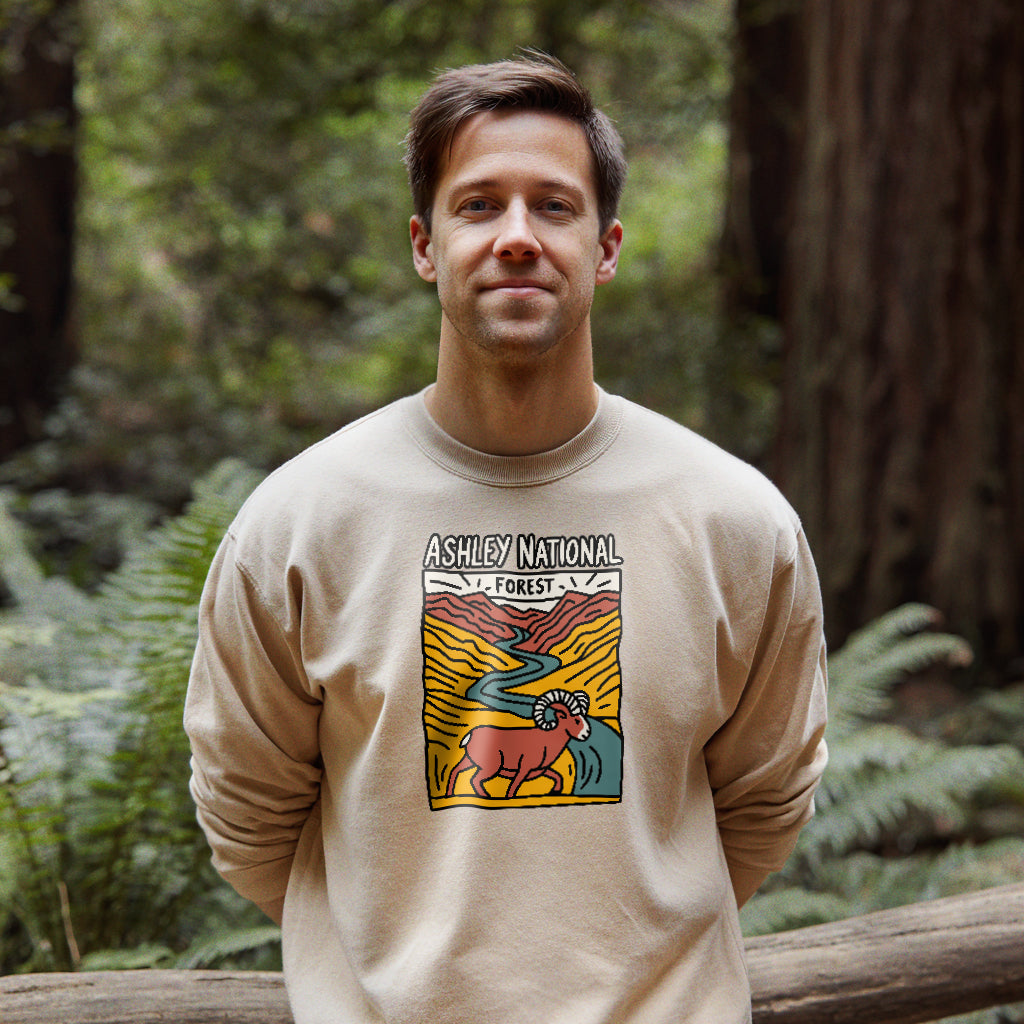 Ashley National Forest Crewneck Sweatshirt Adventure and Outdoors Themed Sweatshirt