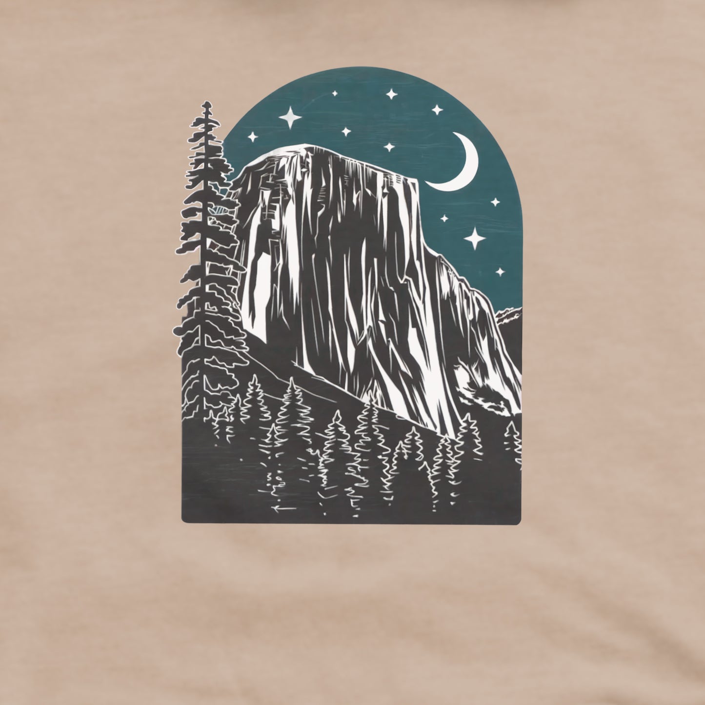 Yosemite at Night Crewneck Sweatshirt Adventure and Outdoors Themed Sweatshirt