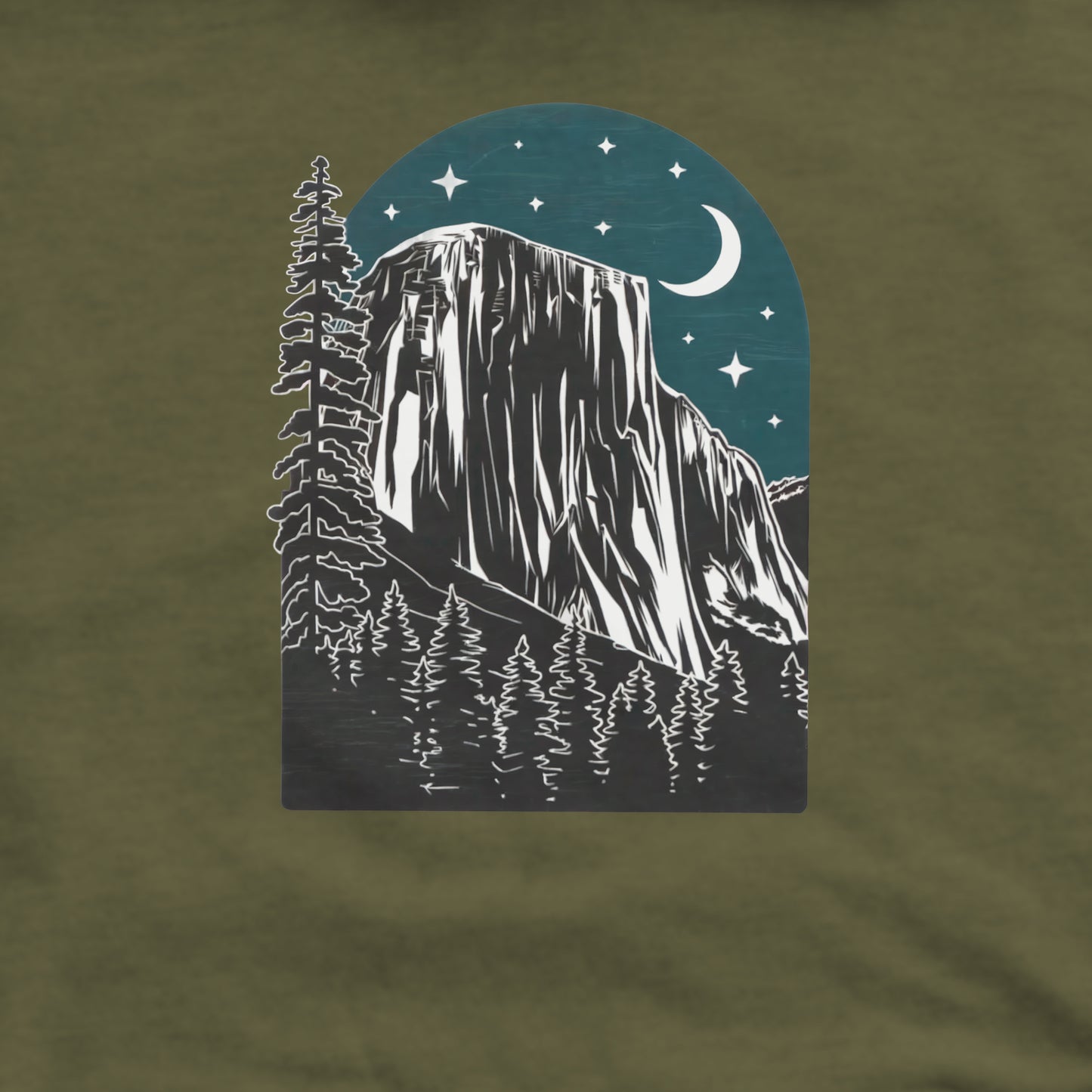 Yosemite at Night Crewneck Sweatshirt Adventure and Outdoors Themed Sweatshirt