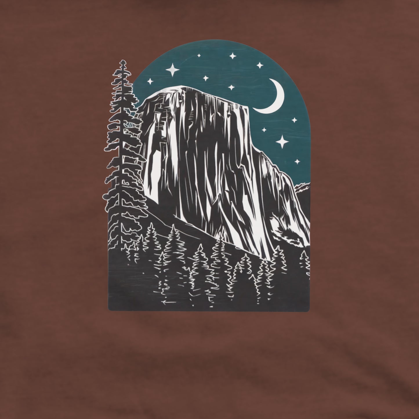 Yosemite at Night Crewneck Sweatshirt Adventure and Outdoors Themed Sweatshirt