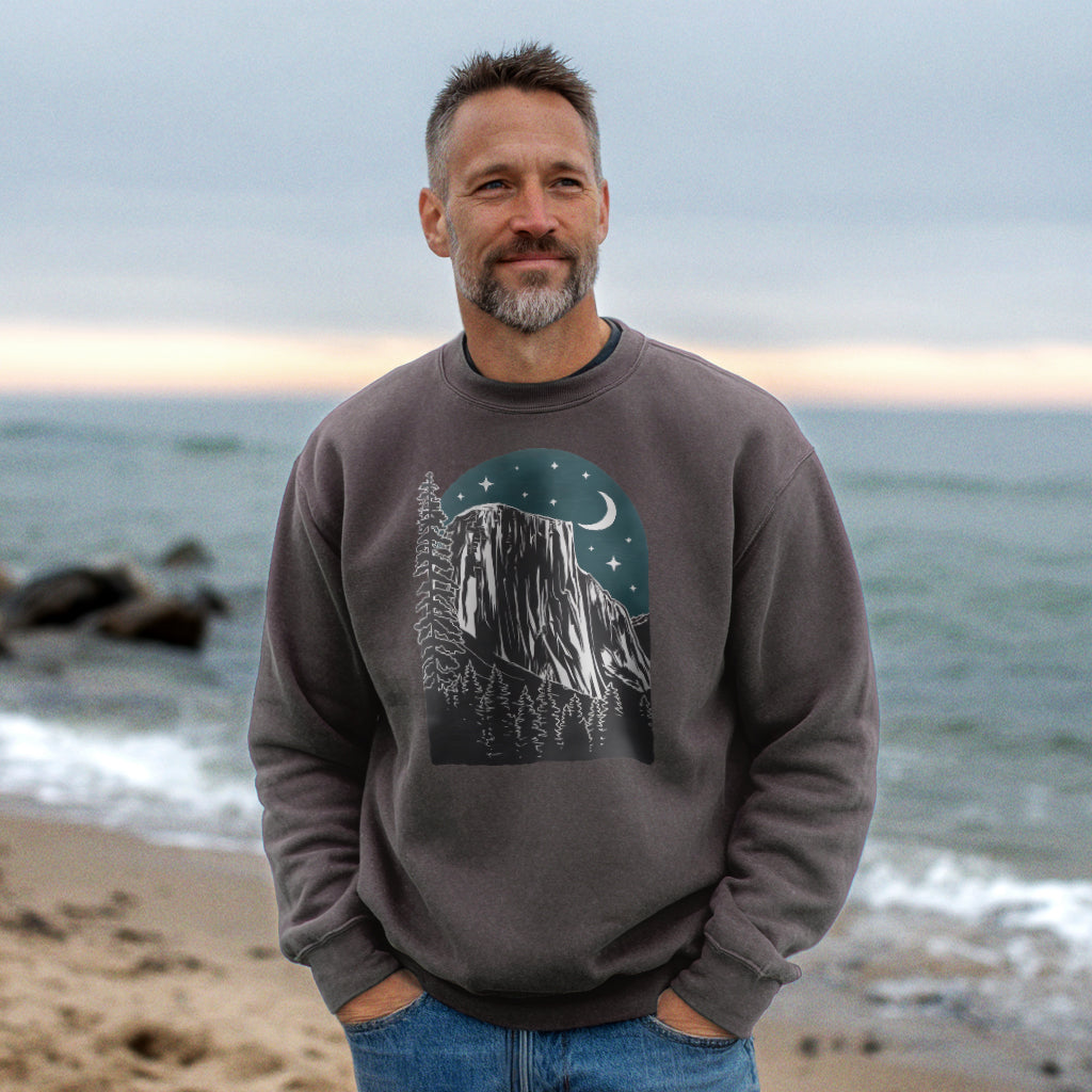 Yosemite at Night Crewneck Sweatshirt Adventure and Outdoors Themed Sweatshirt