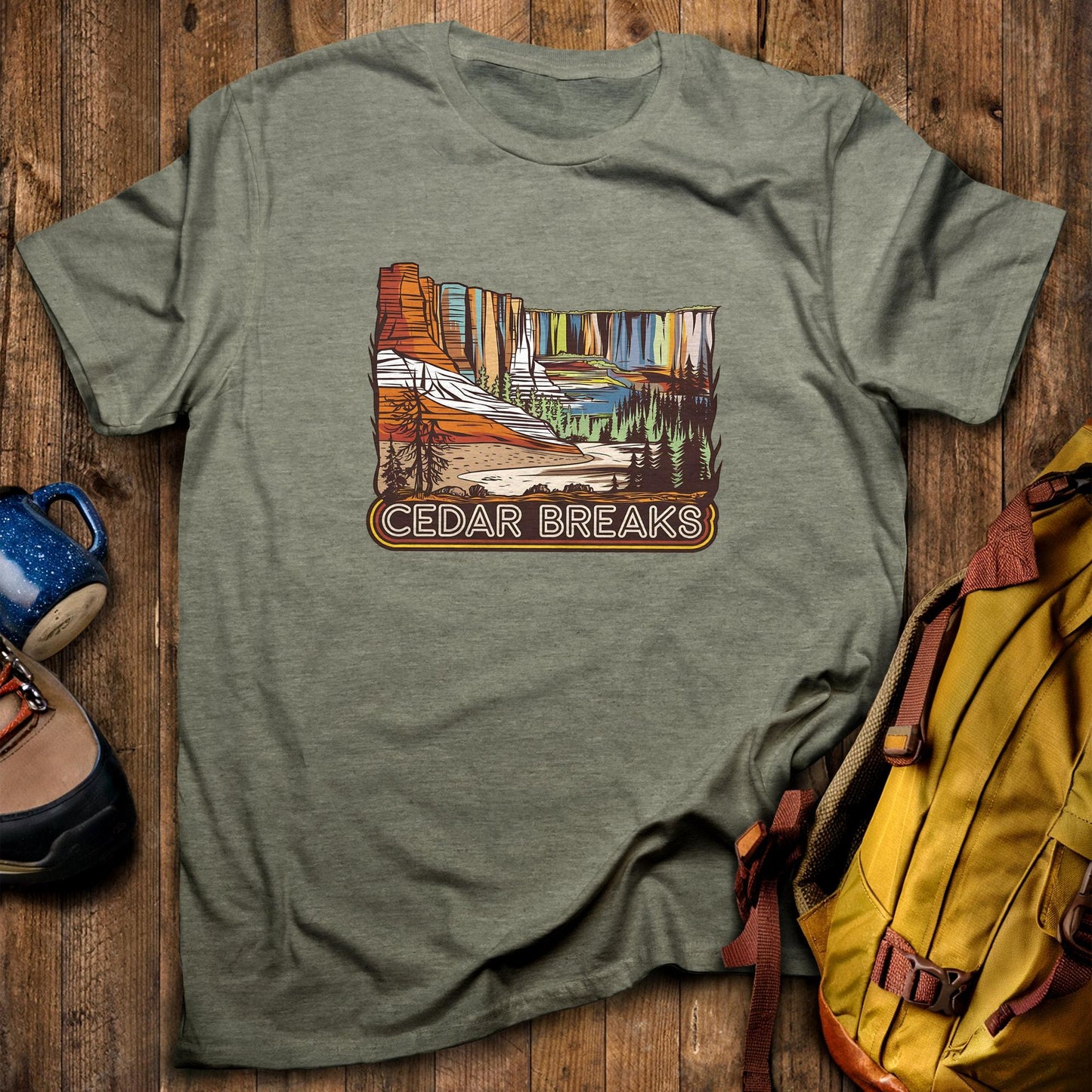 Cedar Breaks National Forest T-Shirt Heather Military Green Adventure and Outdoors Themed T-Shirt