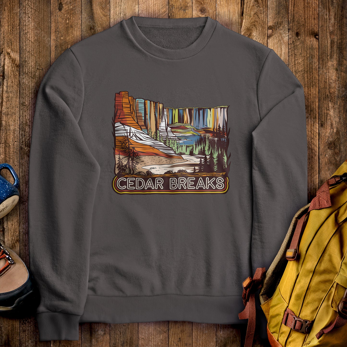 Cedar Breaks National Forest Sweatshirt Charcoal Adventure and Outdoors Themed Sweatshirt