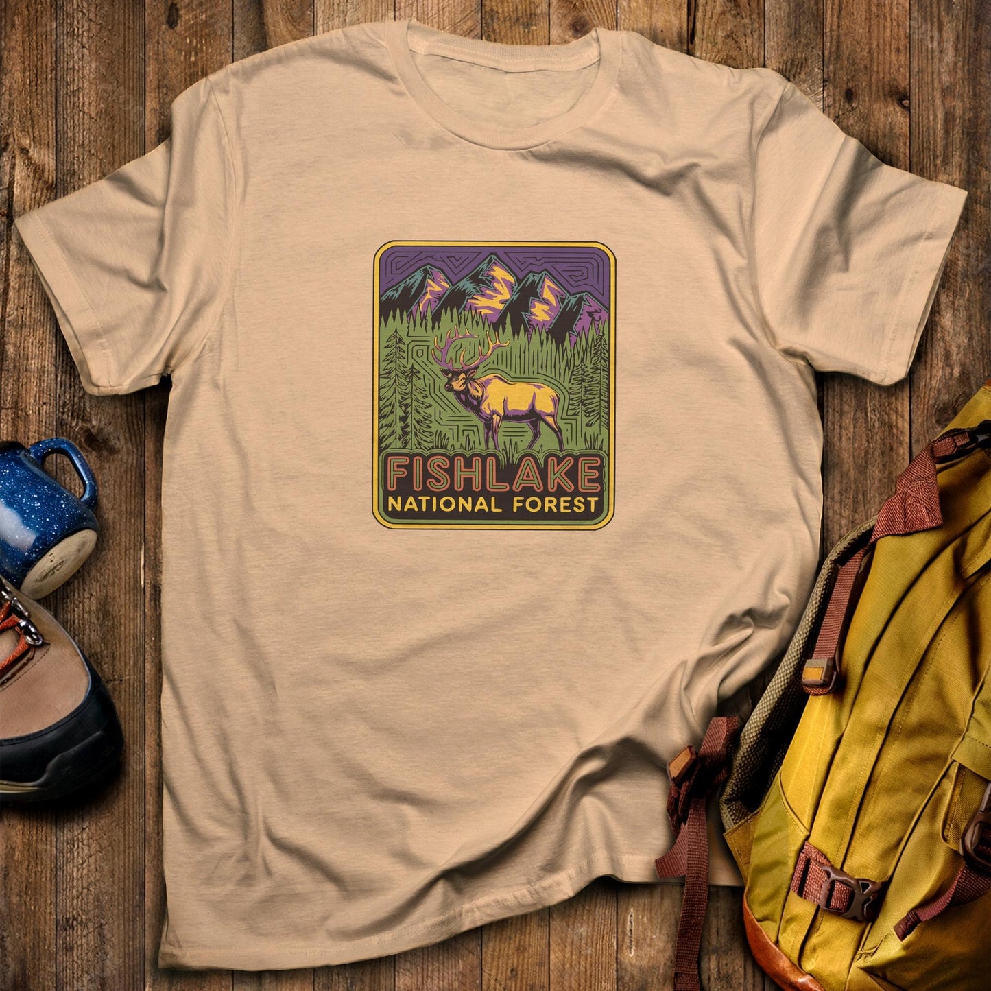 Fishlake National Forest Elk T-Shirt Sand Adventure and Outdoors Themed T-Shirt