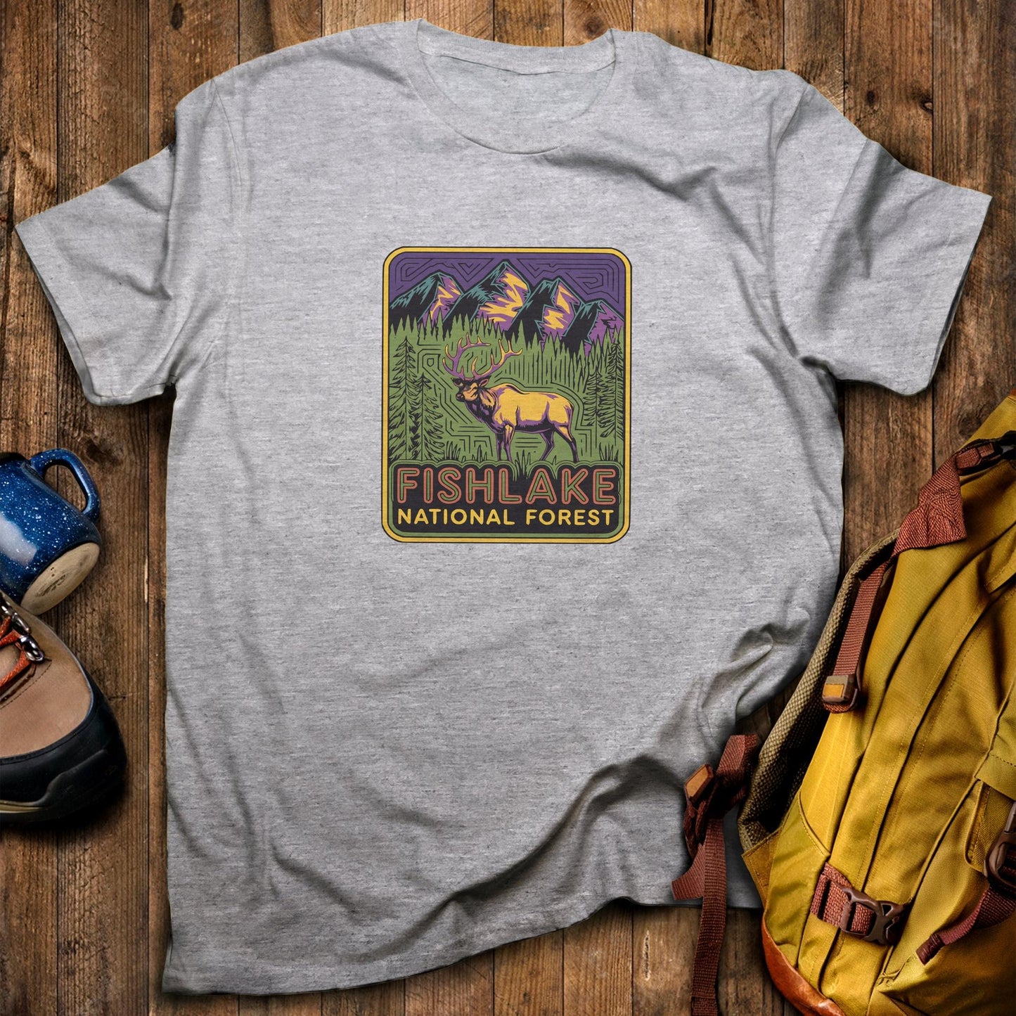 Fishlake National Forest Elk T-Shirt Sport Grey Adventure and Outdoors Themed T-Shirt