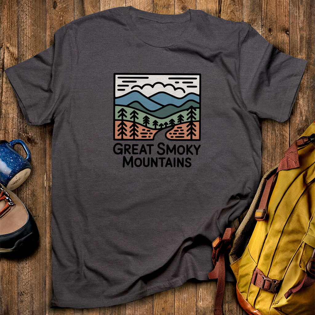 Great Smoky Mountains National Park T-Shirt Dark Heather Adventure and Outdoors Themed T-Shirt
