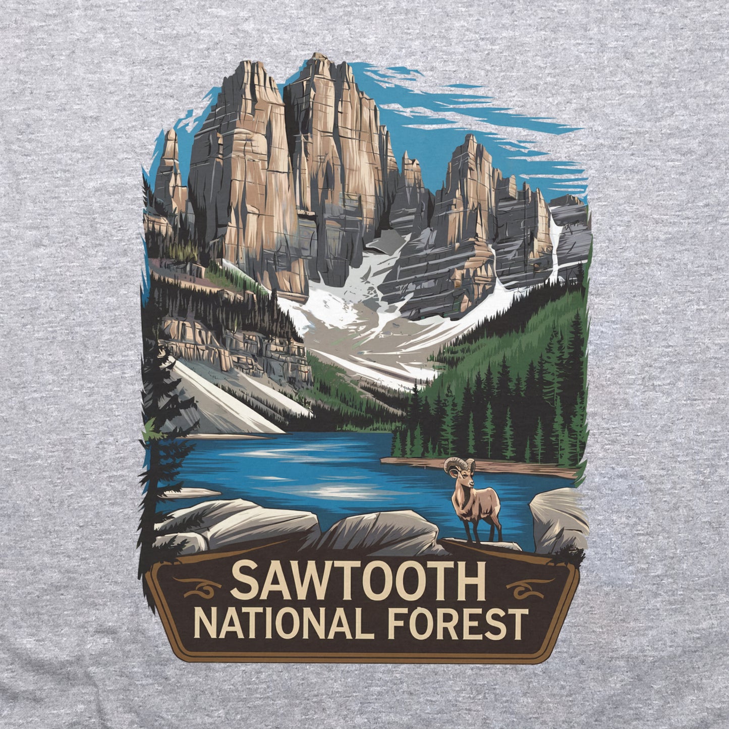 Sawtooth National Forest Crewneck Sweatshirt Adventure and Outdoors Themed Sweatshirt