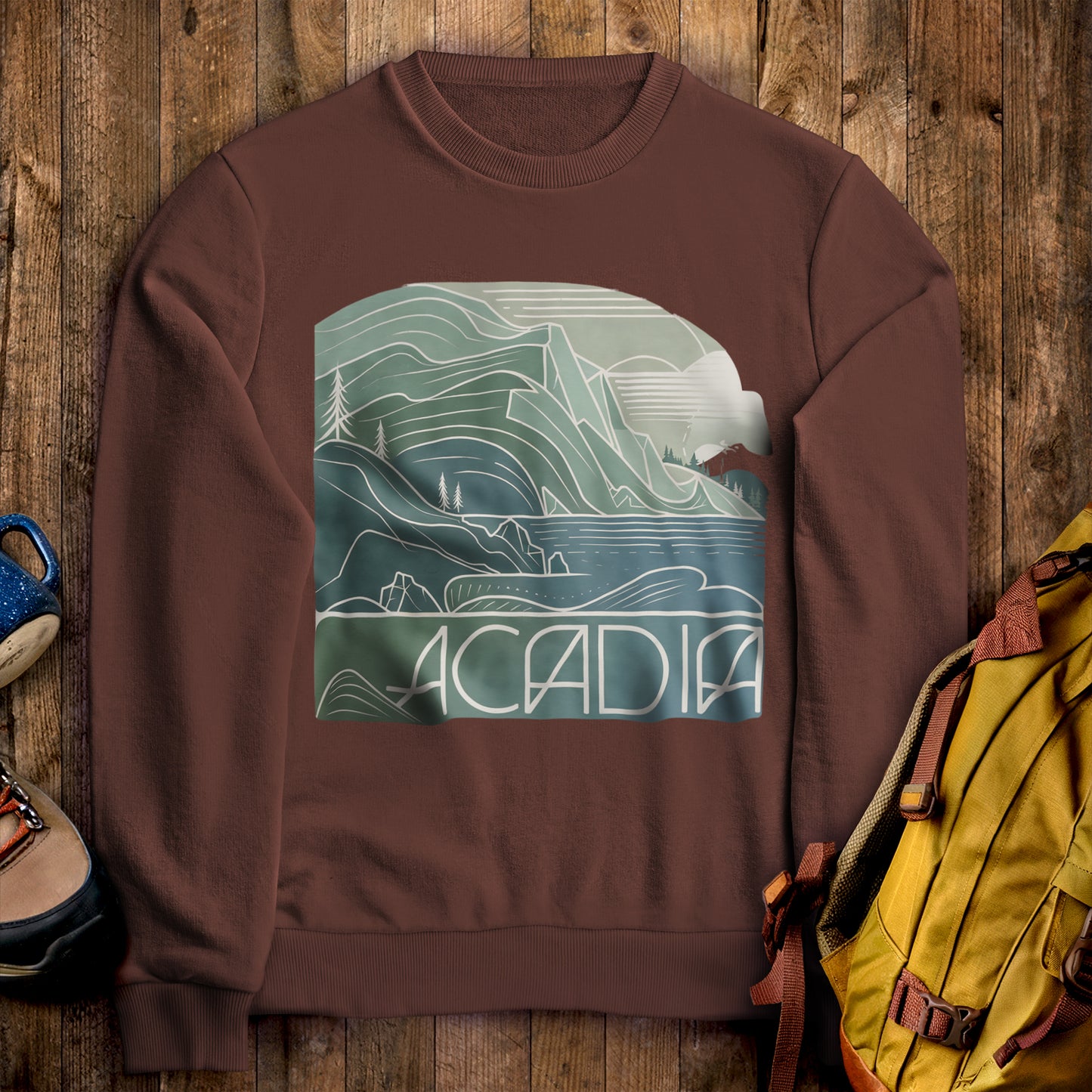 Acadia National Park Crewneck Sweatshirt Cocoa Adventure and Outdoors Themed Sweatshirt