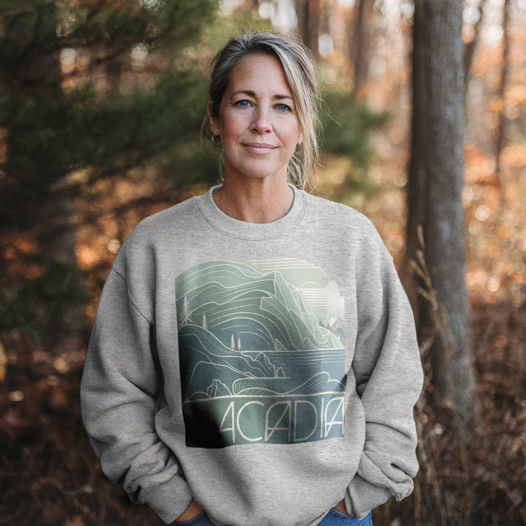 Acadia National Park Crewneck Sweatshirt Adventure and Outdoors Themed Sweatshirt