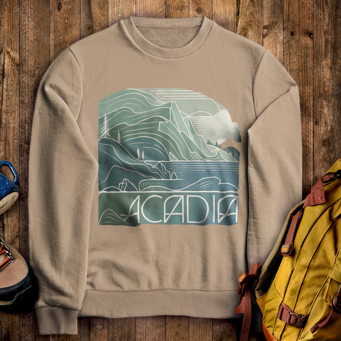 Acadia National Park Crewneck Sweatshirt Sand Adventure and Outdoors Themed Sweatshirt