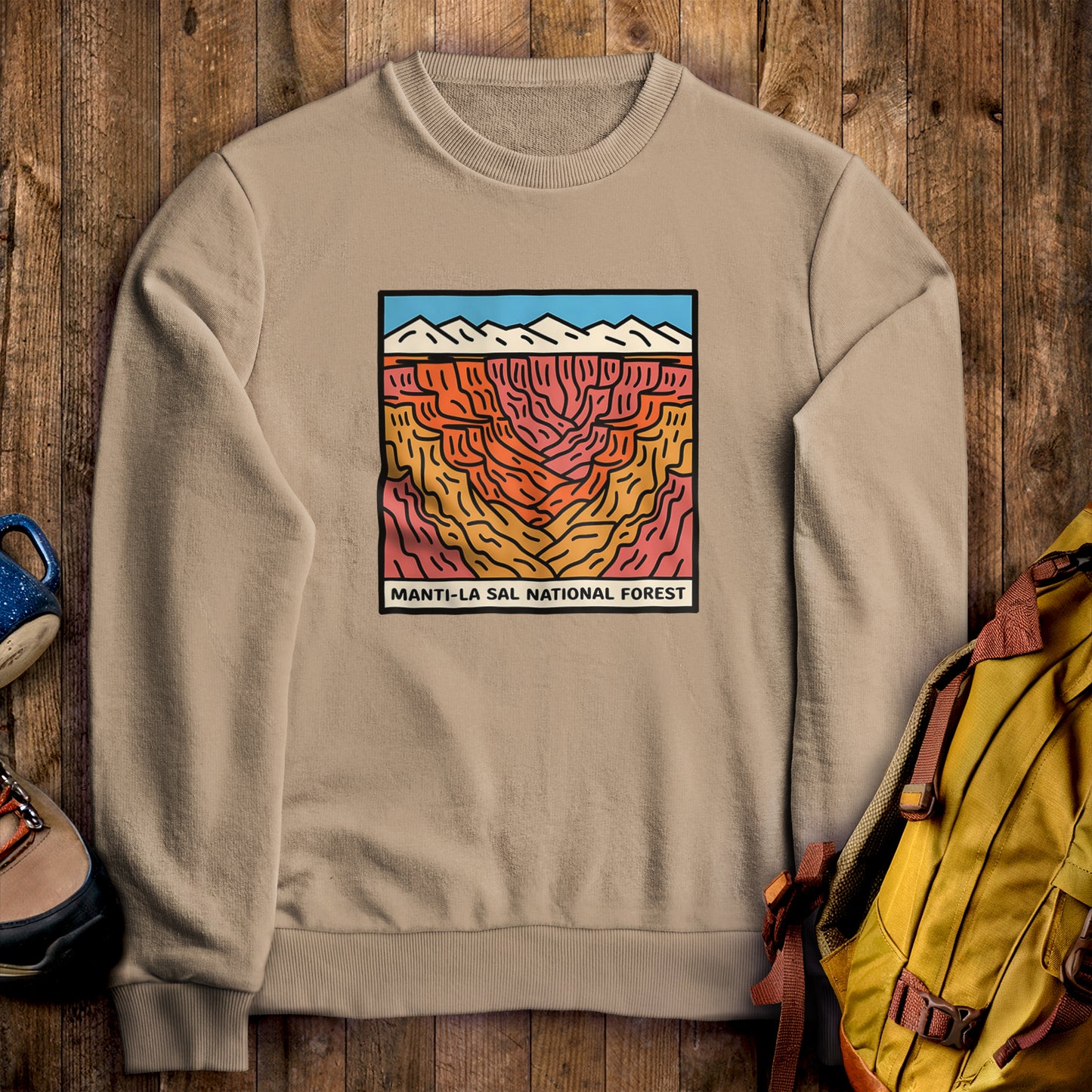 Manti-La Sal National Forest Crewneck Sweatshirt Sand Adventure and Outdoors Themed Sweatshirt