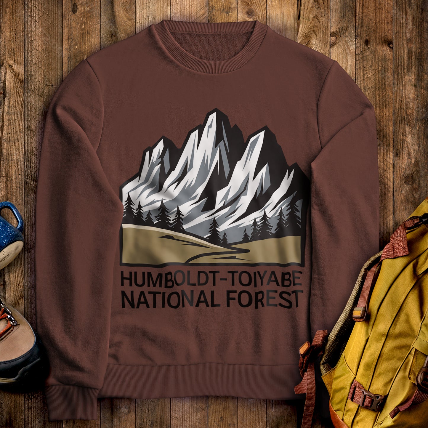 Humbolt-Toiyabe National Forest Crewneck Sweatshirt Cocoa Adventure and Outdoors Themed Sweatshirt